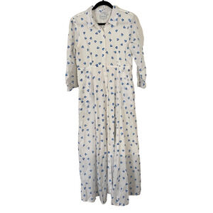 Julia Armory Shirt Maxi Dress Woman’s M Heart Patterned Cottage Boho Feminine